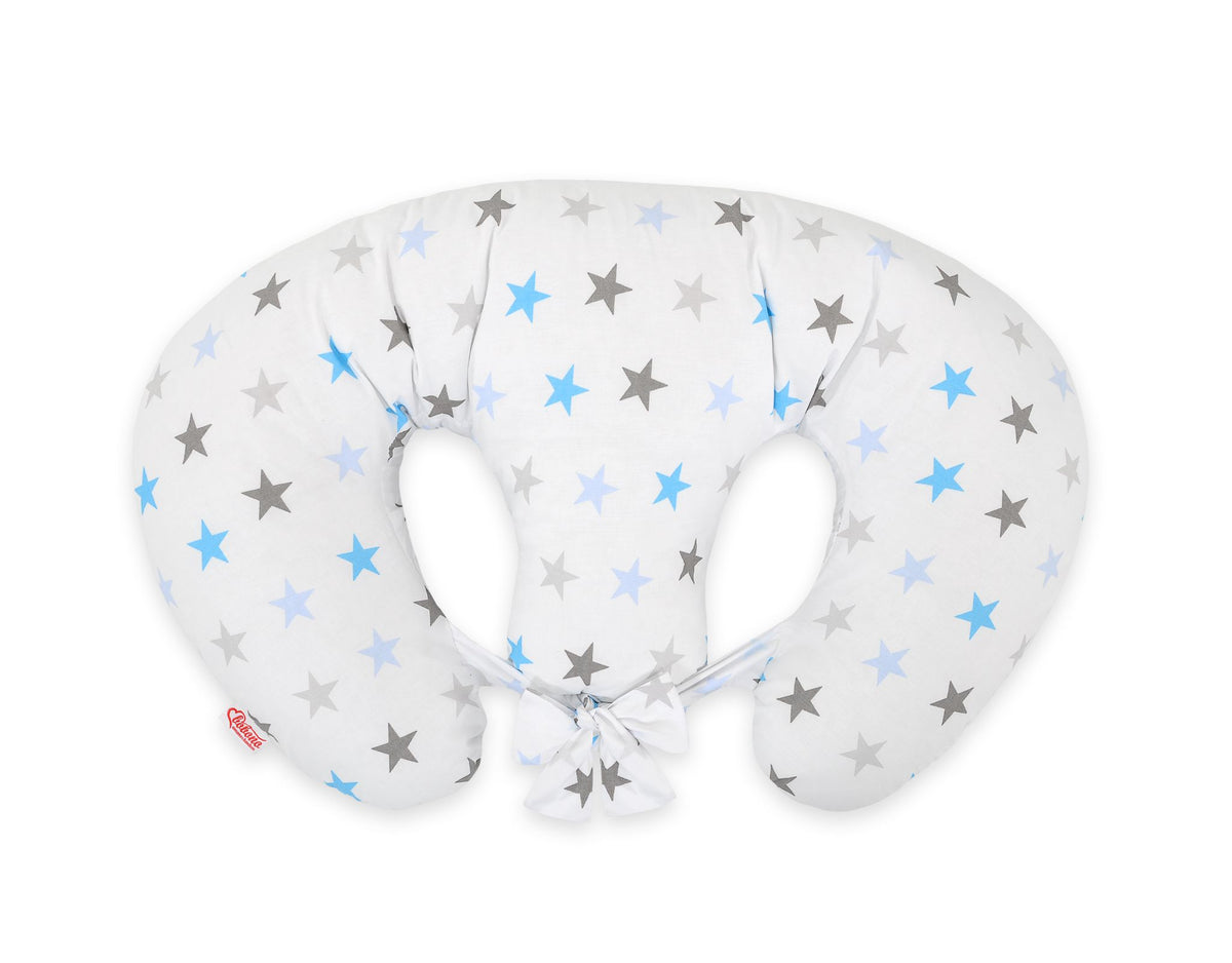 Replacement Cover for Bobono Twin Nursing Pillow – 100% Cotton - Grey-blue stars