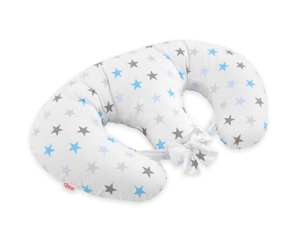 Replacement Cover for Bobono Twin Nursing Pillow – 100% Cotton - Grey-blue stars