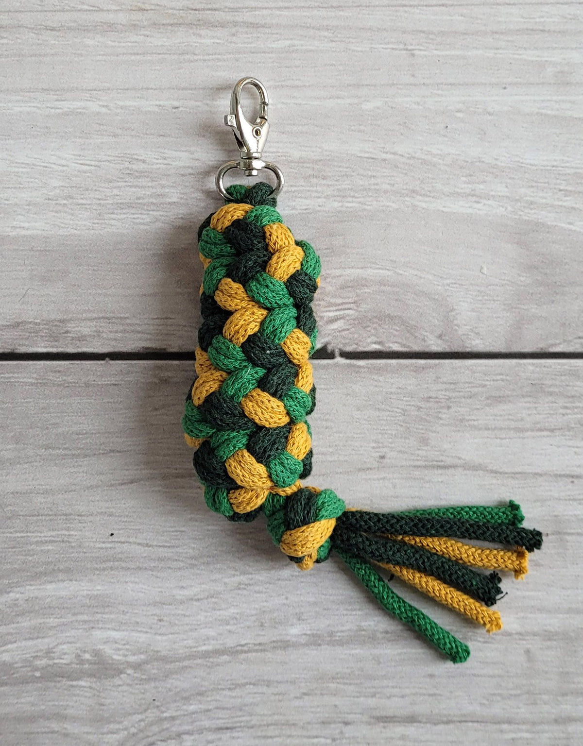 Tether for Hobby Horse made of double - mustard/ green/ bottle green