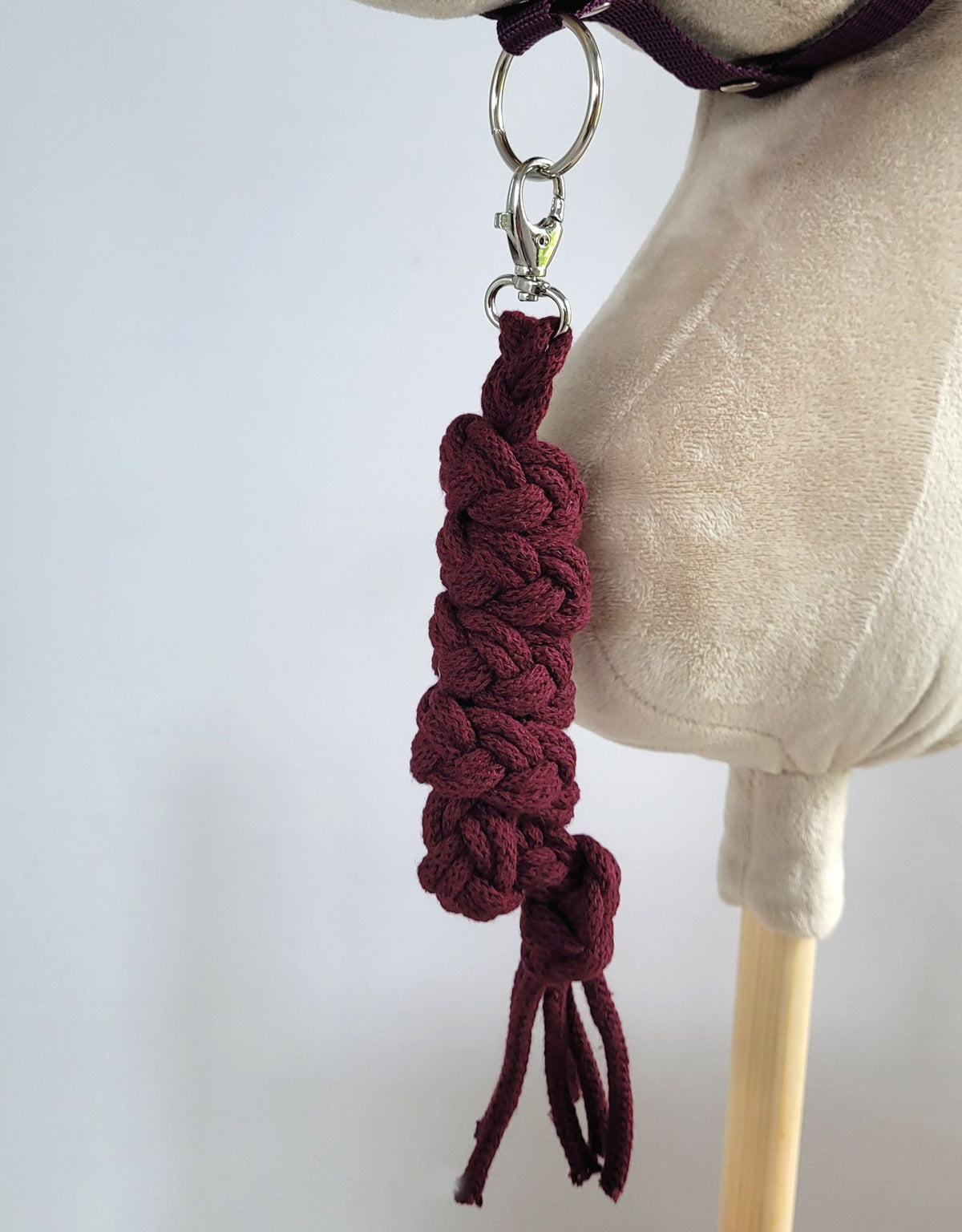 Set for Hobby Horse: the halter A3 + Tether made of cord - plum