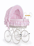 Moses Basket Wicker hood crib Retro wicker crib Victoria - white + pink bedding