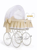 Moses Basket Wicker hood crib Retro wicker crib Christine - white + beige bedding