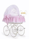 Moses Basket Wicker hood crib Retro wicker crib Christine - white + pink bedding