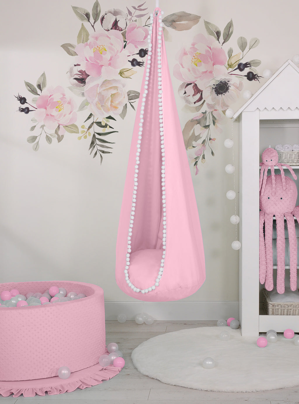 Hanging swing hammock cocoon - pink