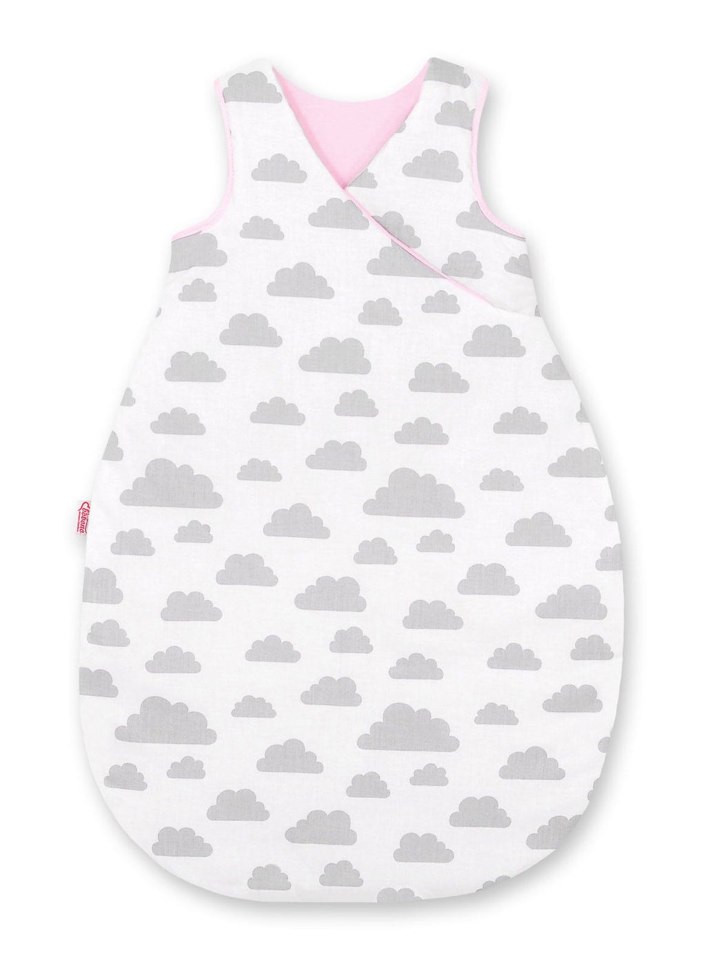 Cotton sleeping bag for children, size M, 3-12 months, TOG 2.5, all-season - clouds gray/pink