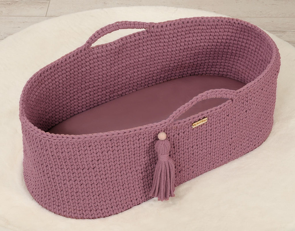 Sheet made of cotton for for prams, moses basket mattress 75x35 cm - pastellviolett