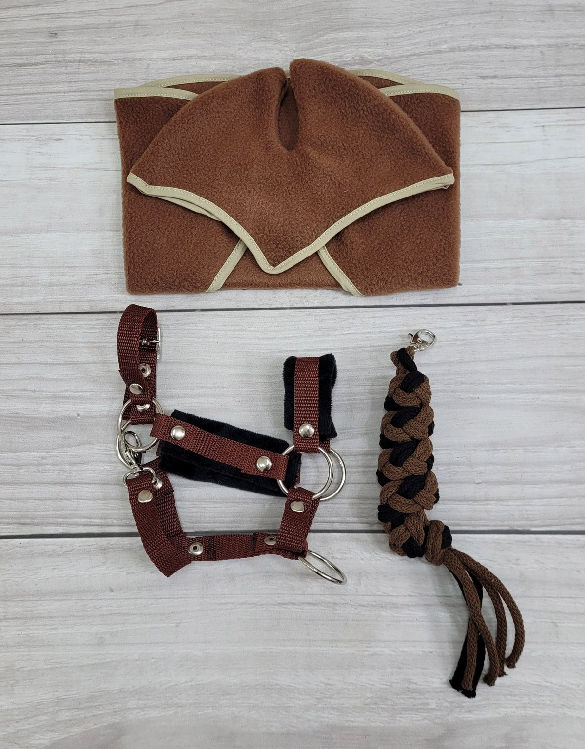 The adjustable halter for Hobby Horse A3 - brown with black furry