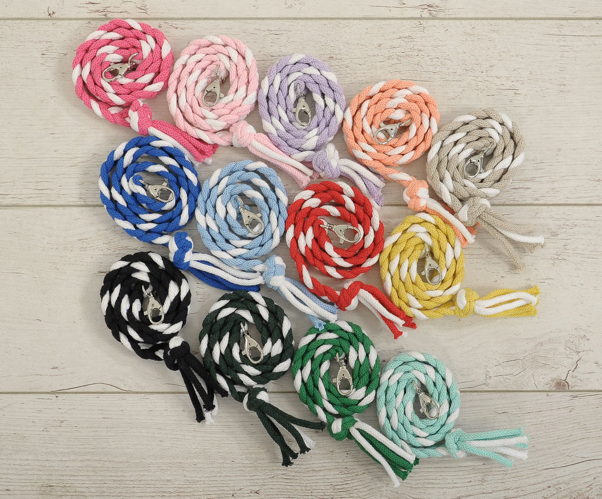 Set for Hobby Horse: the halter A3 with white furry + Tether made of cord - white-yellow