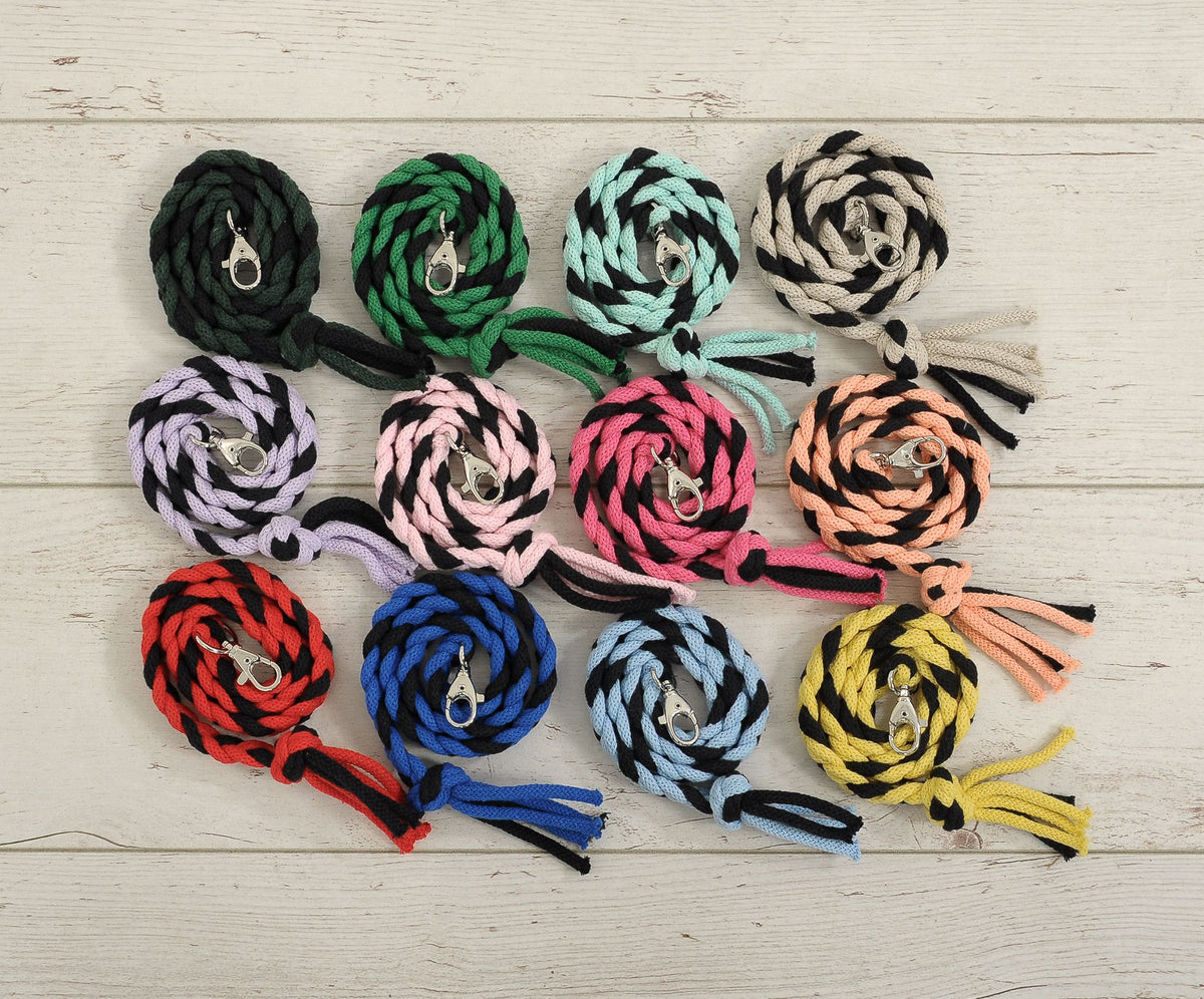Tether for Hobby Horse made of double-twine cord - black-dark pink