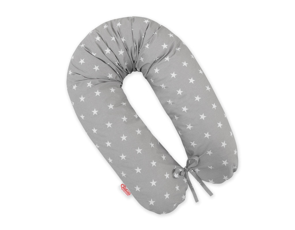 Cotton pillowcase for pregnancy pillow Longer - Stars on grey