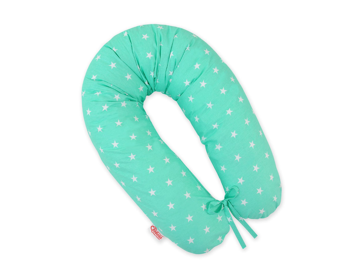 Cotton pillowcase for pregnancy pillow Longer - Stars on mint