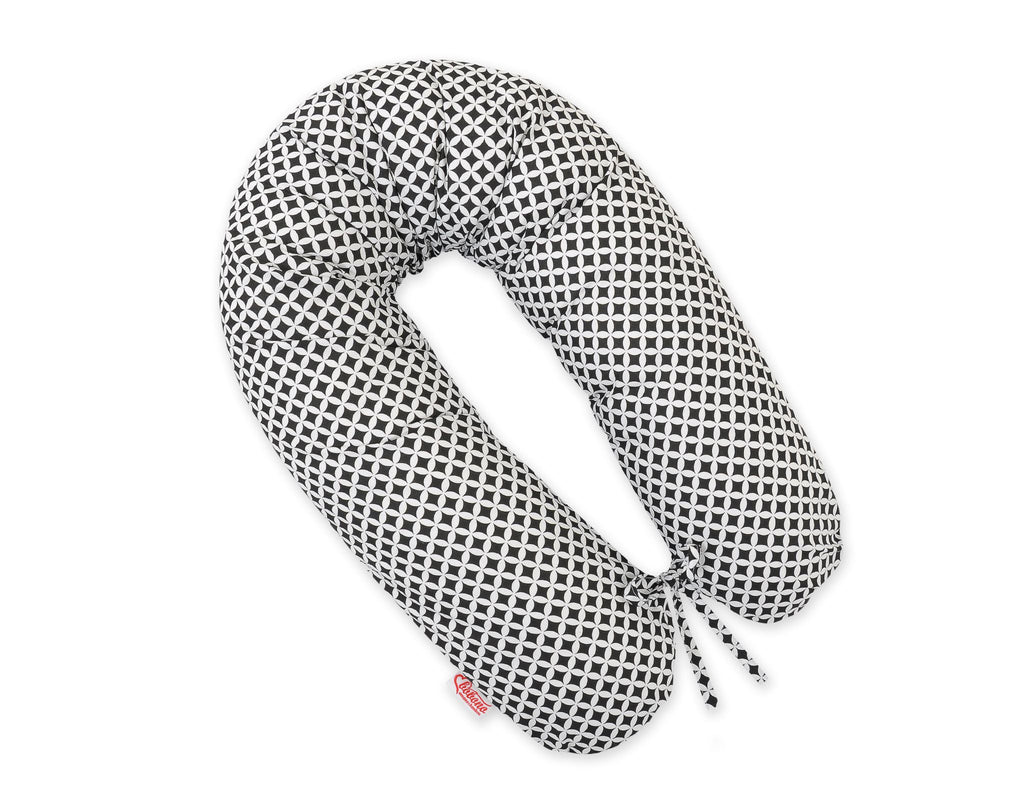 Cotton pillowcase for pregnancy pillow Longer - Black mini-rosette