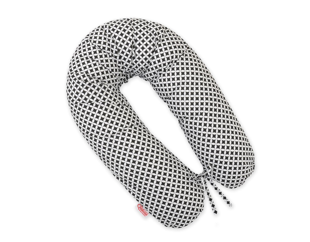Cotton pillowcase for pregnancy pillow Longer - Black mini-rosette